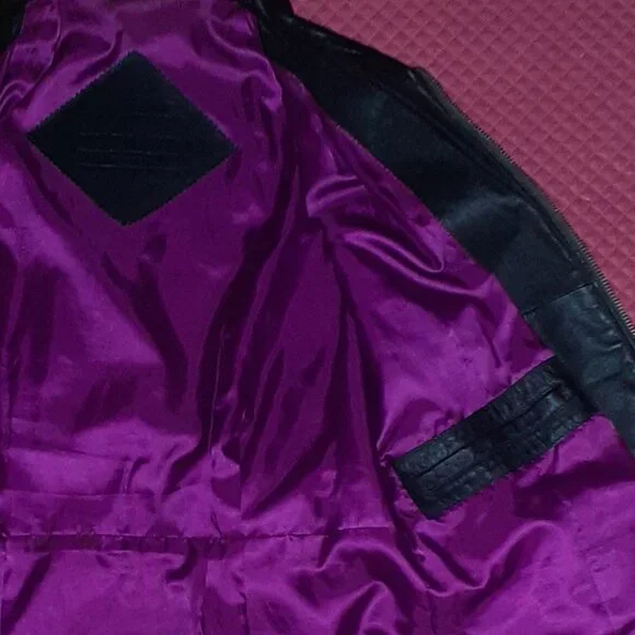 Dillard's brand genuine leather belted jacket, petites - Picture 3 of 3